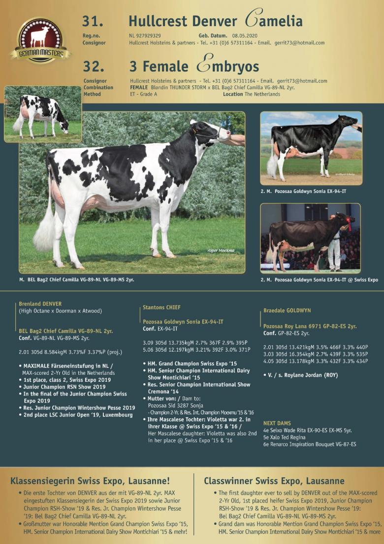 Datasheet for Lot 32. 3 Female Embryos | OUT OF SALE