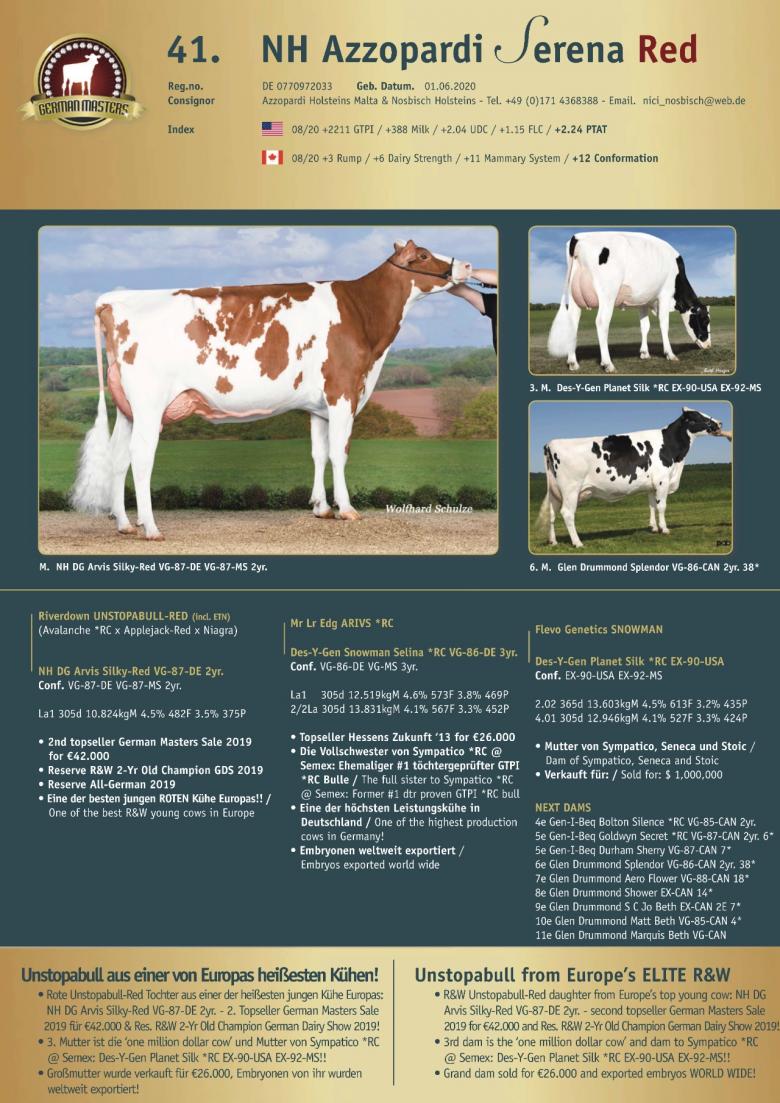 Datasheet for Lot 41. NH Azzopardi Serena Red